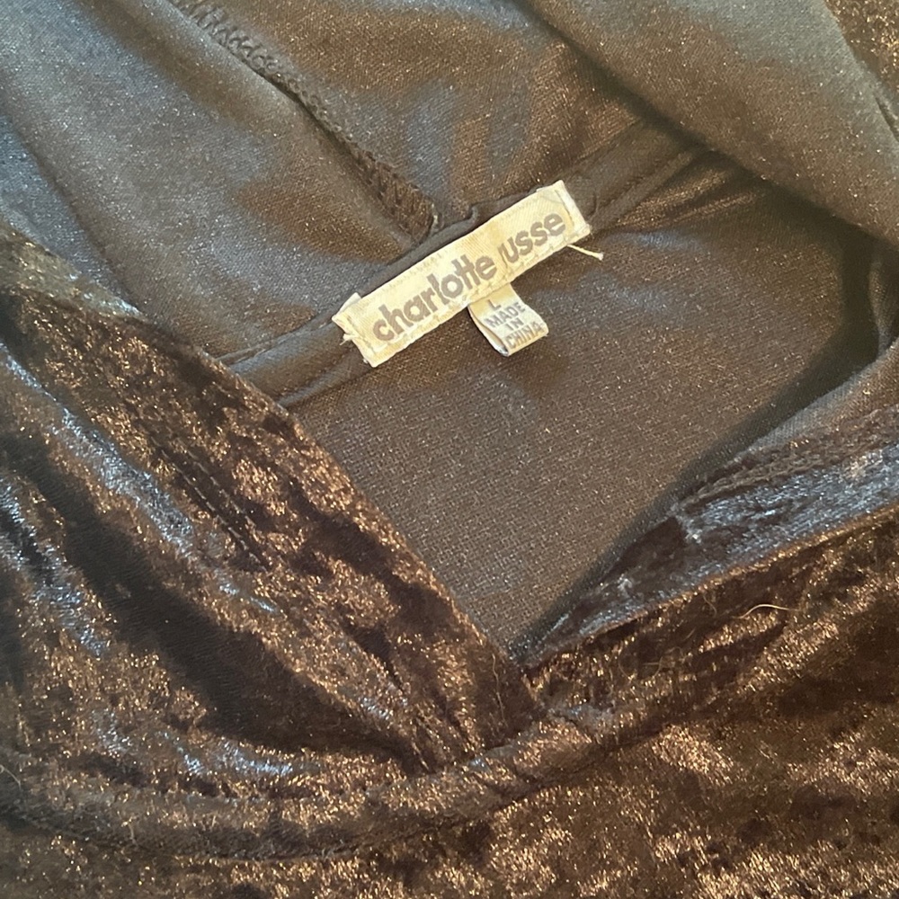 Charlotte Russe Cold Shoulder Women’s Size L Large Black Tunic Hoodie Velour